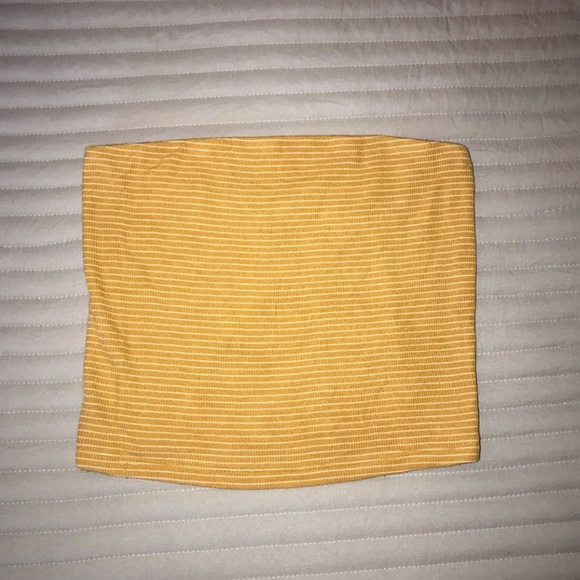 Mustard & White Stripe Hollister Tube Top - Picture 1 of 1